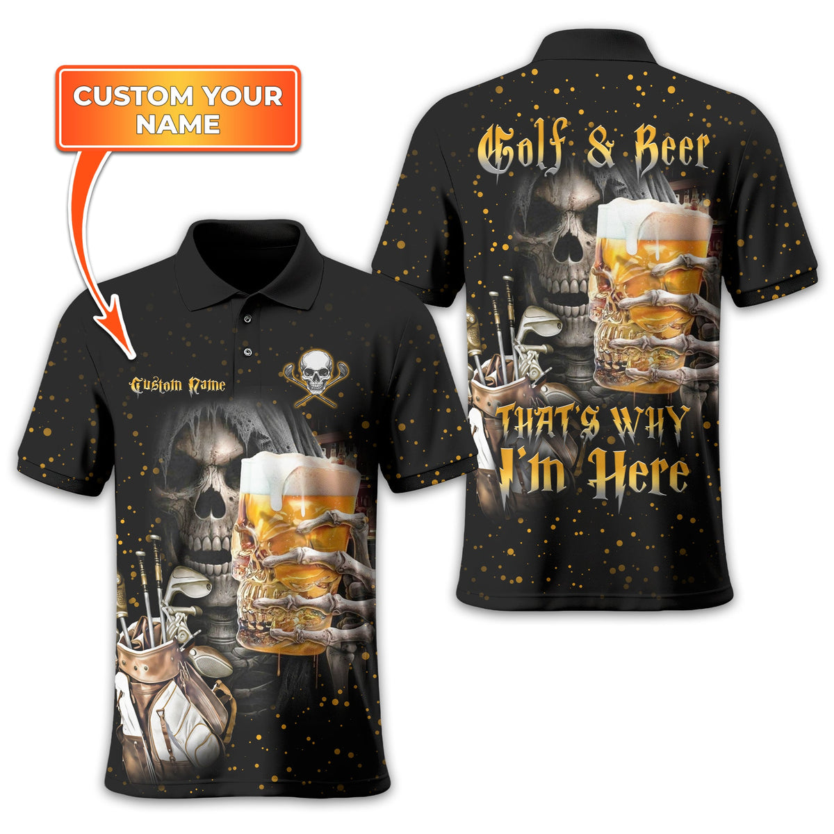 Golf And Beer Personalized Polo Golf Shirt, Gift For Golfers, Golf Gift Ideas