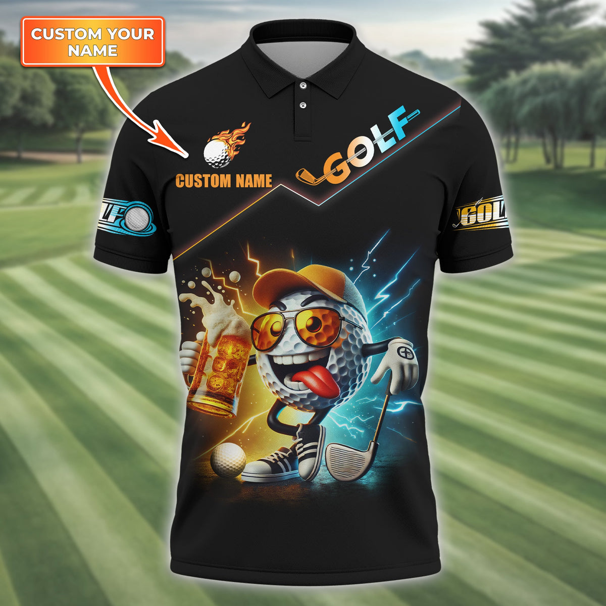 Custom Men's Golf Polo Shirt, Golfing Apparel, Funny Beer Golf Shirt, Gift For Golfers