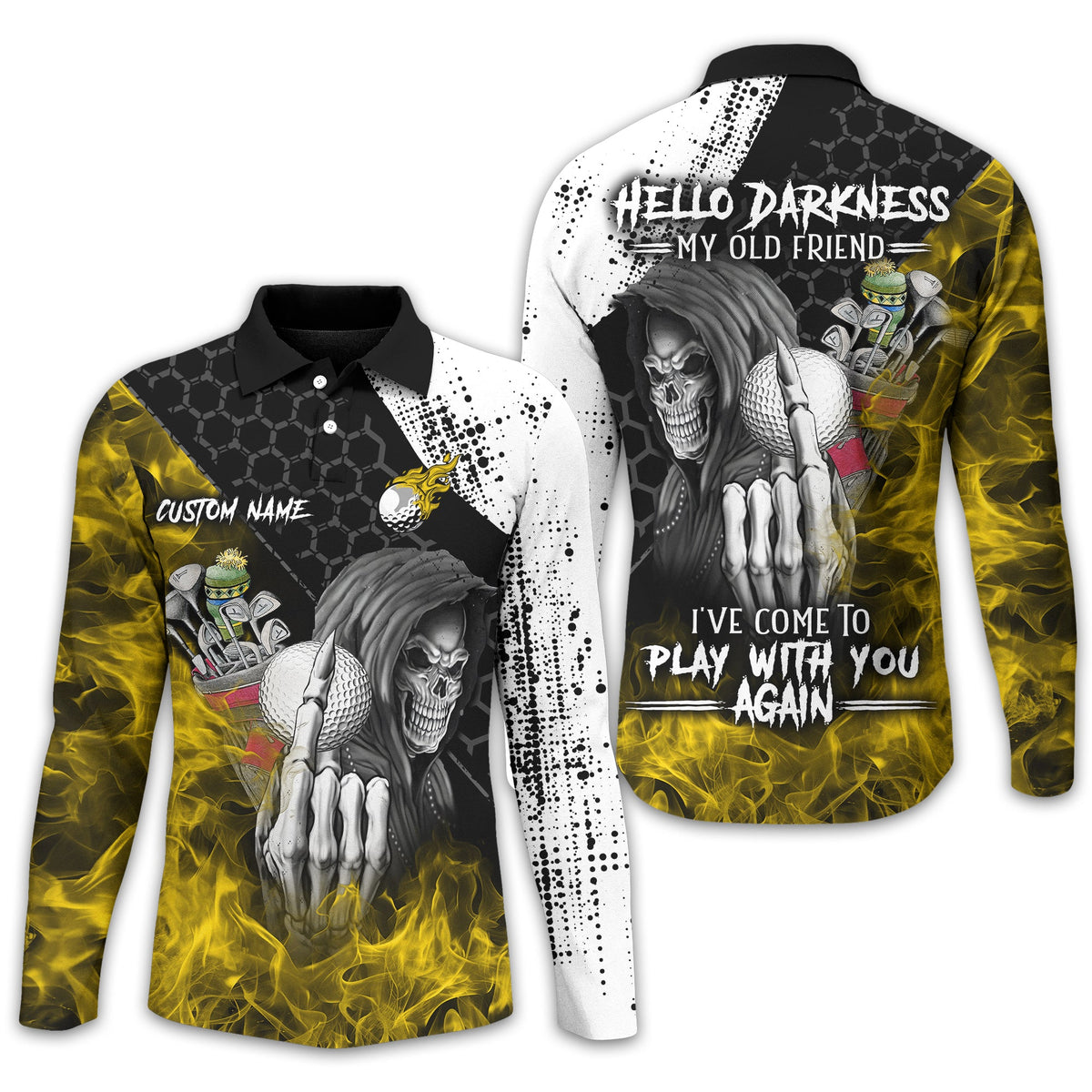 Hello Darkness My Old Friend Custom Golf Shirt, Present For Golfer