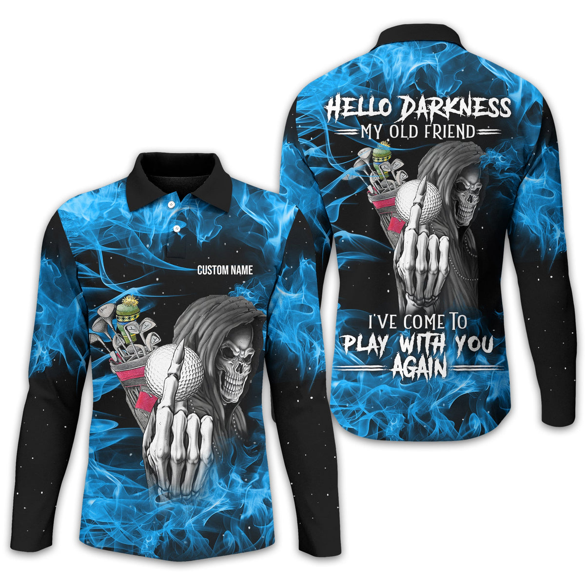 Hello Darkness My Old Friend Personalized Golf Polo Shirt, Golf Shirt For Men, Gift For Golfers