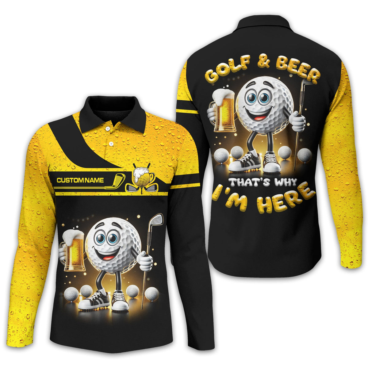 Golf And Beer Personalized Golf Polo Shirt, Golf Shirt, Gift For Golfers