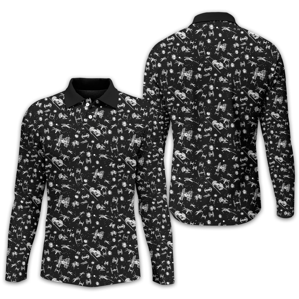 Black Galaxy Golf Polo Shirt, Gift For Golfers, Golf Gift For Men