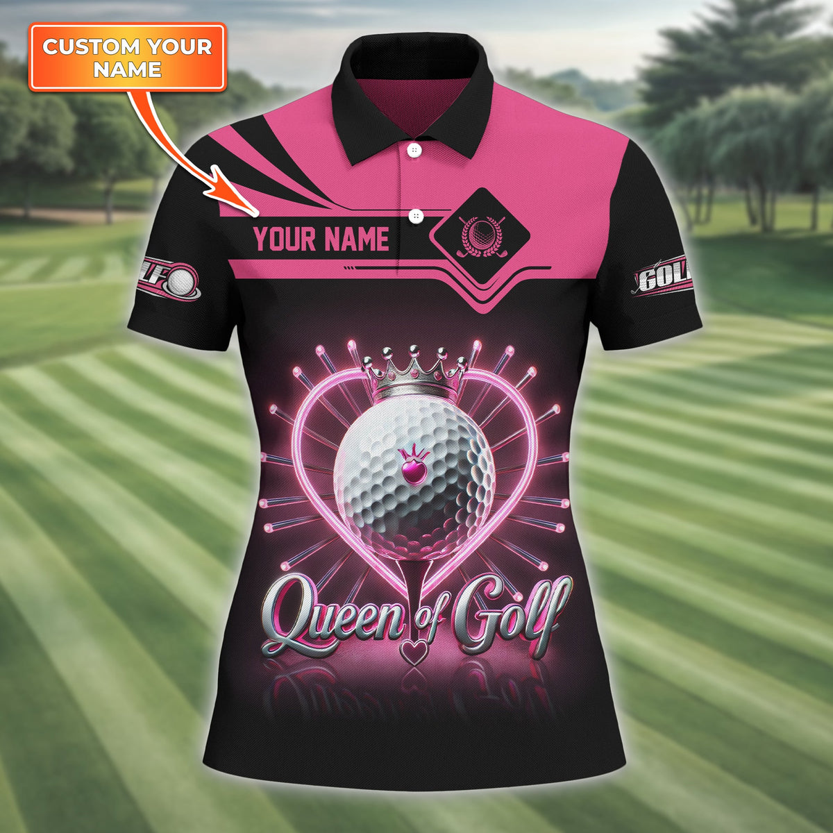 Queen Of Golf Custom Womens Golf Polo Shirt, Golfing Apparel, Womens Golf Gifts