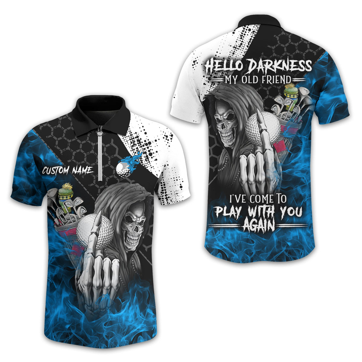 Hello Darkness My Old Friend Custom Golf Shirt, Present For Golfer