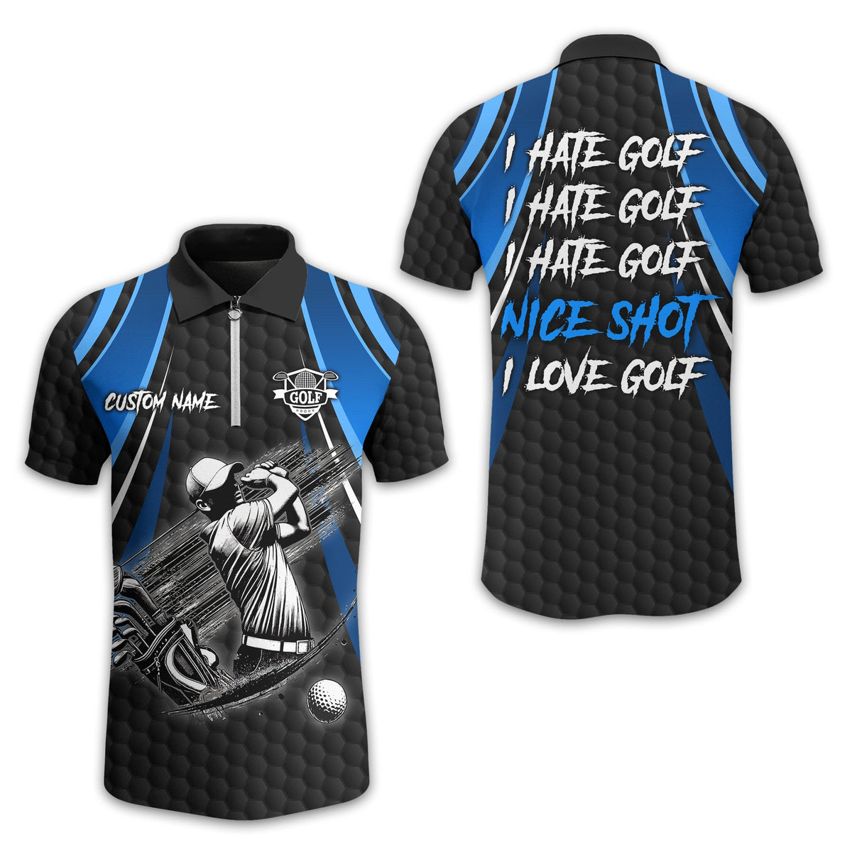 I Hate Golf Custom Men's Golf Polo Shirt, Funny Golf Shirt, Gift For Golfer