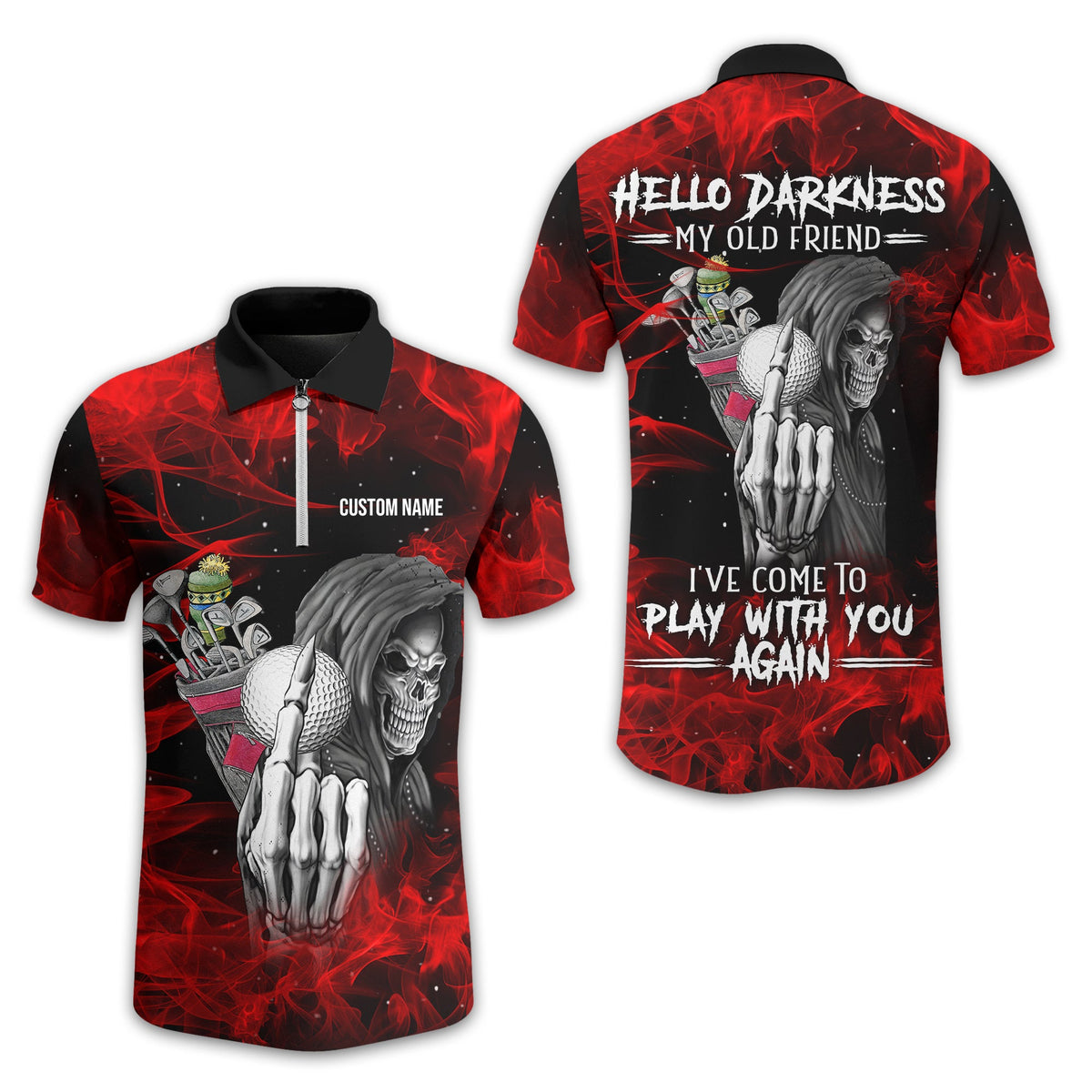 Hello Darkness My Old Friend Personalized Golf Polo Shirt, Golf Shirt For Men, Gift For Golfers