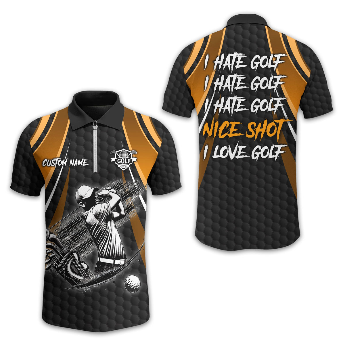 I Hate Golf Custom Men's Golf Polo Shirt, Funny Golf Shirt, Gift For Golfer