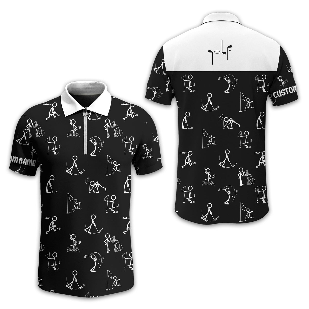 Funny Stick Figure Golf Polo Shirt, Gift For Golfers, Golf Gift For Him