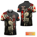 Canada Flag Skull Golf Shut Up And Swing - Personalized Name 3D Polo Shirt Gift For Golfers