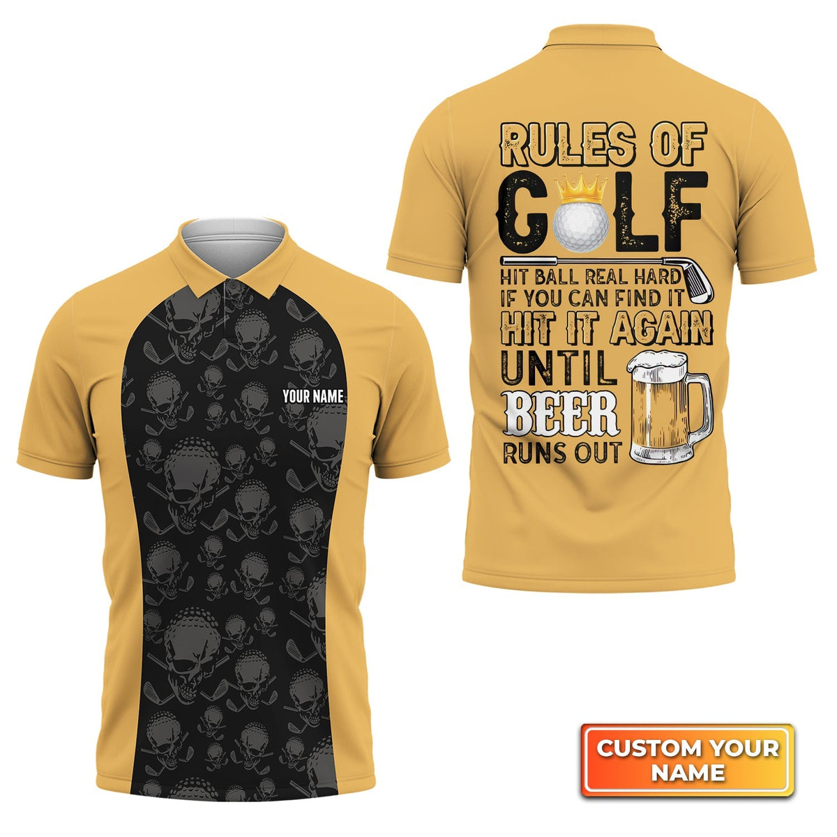 Rules of Golf - Personalized Name 3D Polo Shirt Gift For Golfers