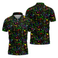 Black Neon Paint Splatter Golf Shirt, Men's Golf Shirt, Golf Apparel For Men