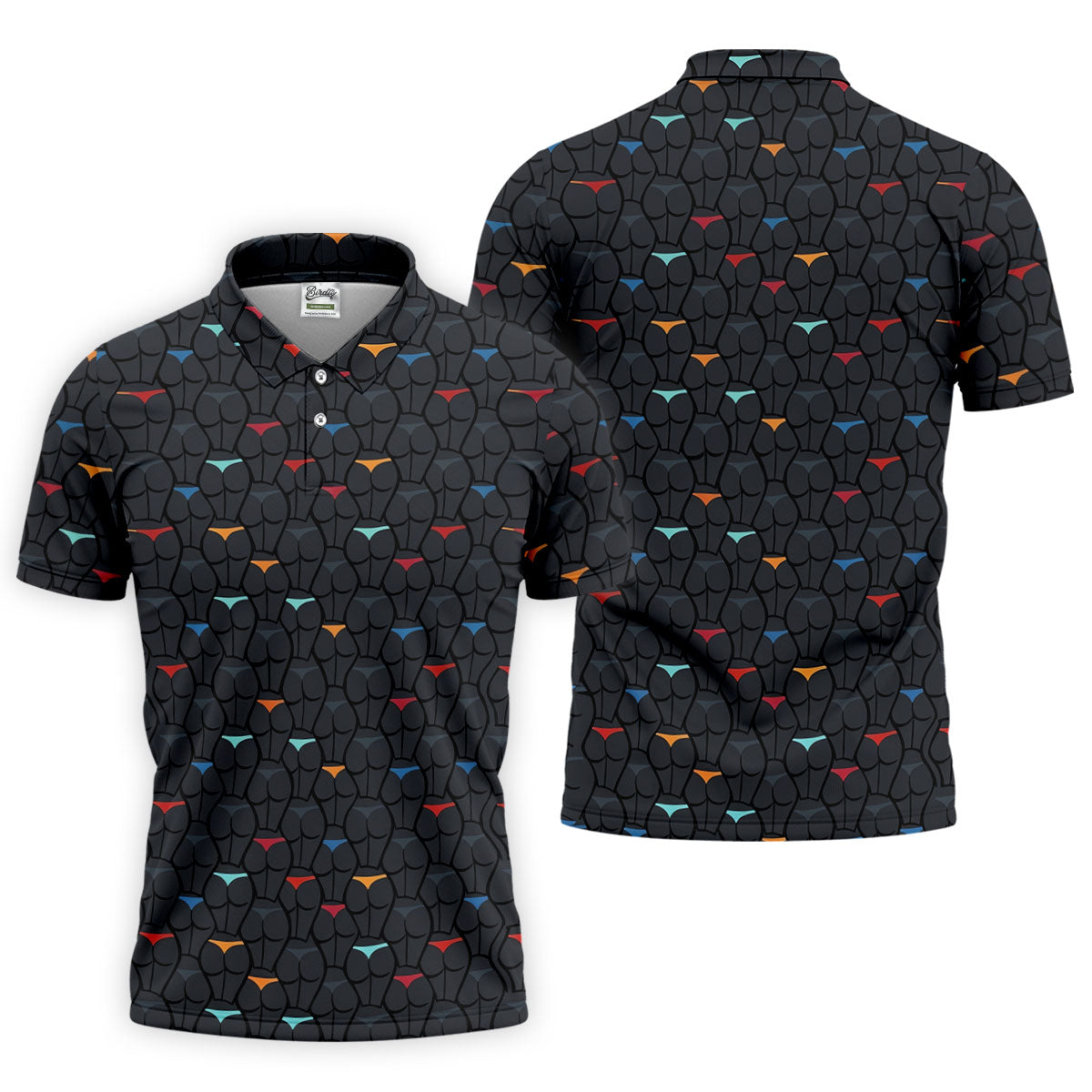 Funny Colorful Panty Butt Pattern Golf Polo Shirt, Printed Golf Shirts, Men's Golf Shirt