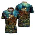 Pirate Life Tiki Pattern Hawaiian Golf Shirt, Men's Golf Shirt, Polo Shirts For Men