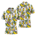 Cartoon Banana Characters On Tropical Island Hawaiian Golf Polo, Golf Tops For Men, Golfing Apparel