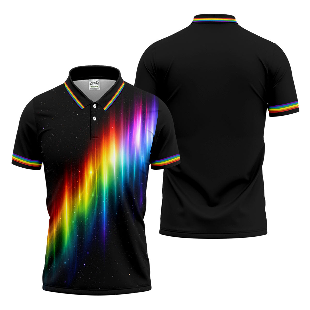 Rainbow Galaxy LGBT Support Gradient Golf Tops For Men, Pride Month Golf Shirts For Men