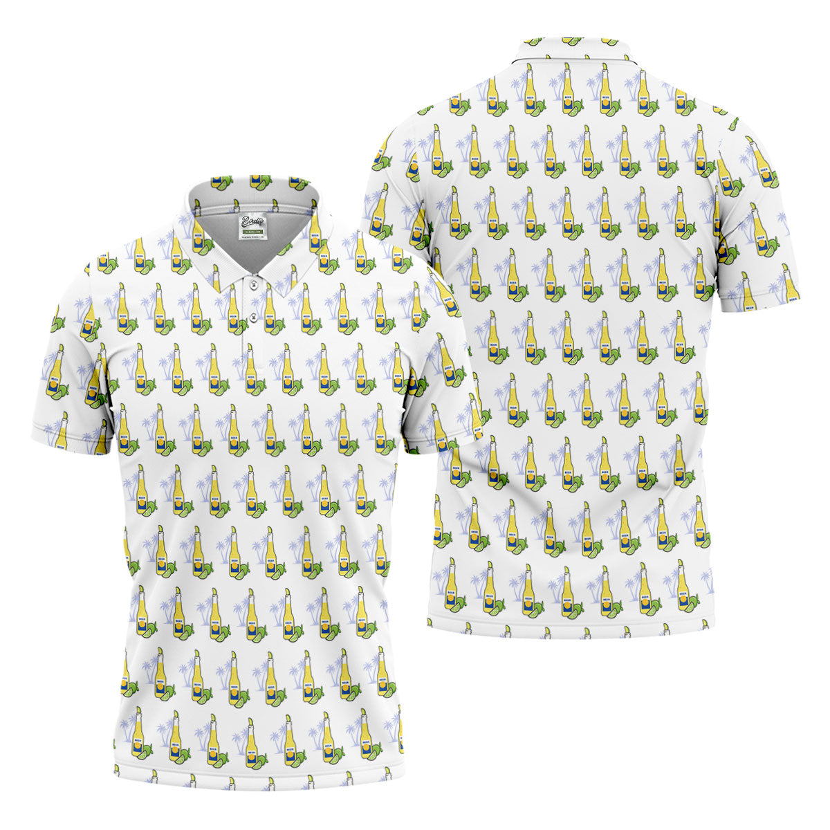Beer And Lime Palm Tree Pattern Tropical Golf Shirt, Golf Shirts For Men, Polo Shirts For Men