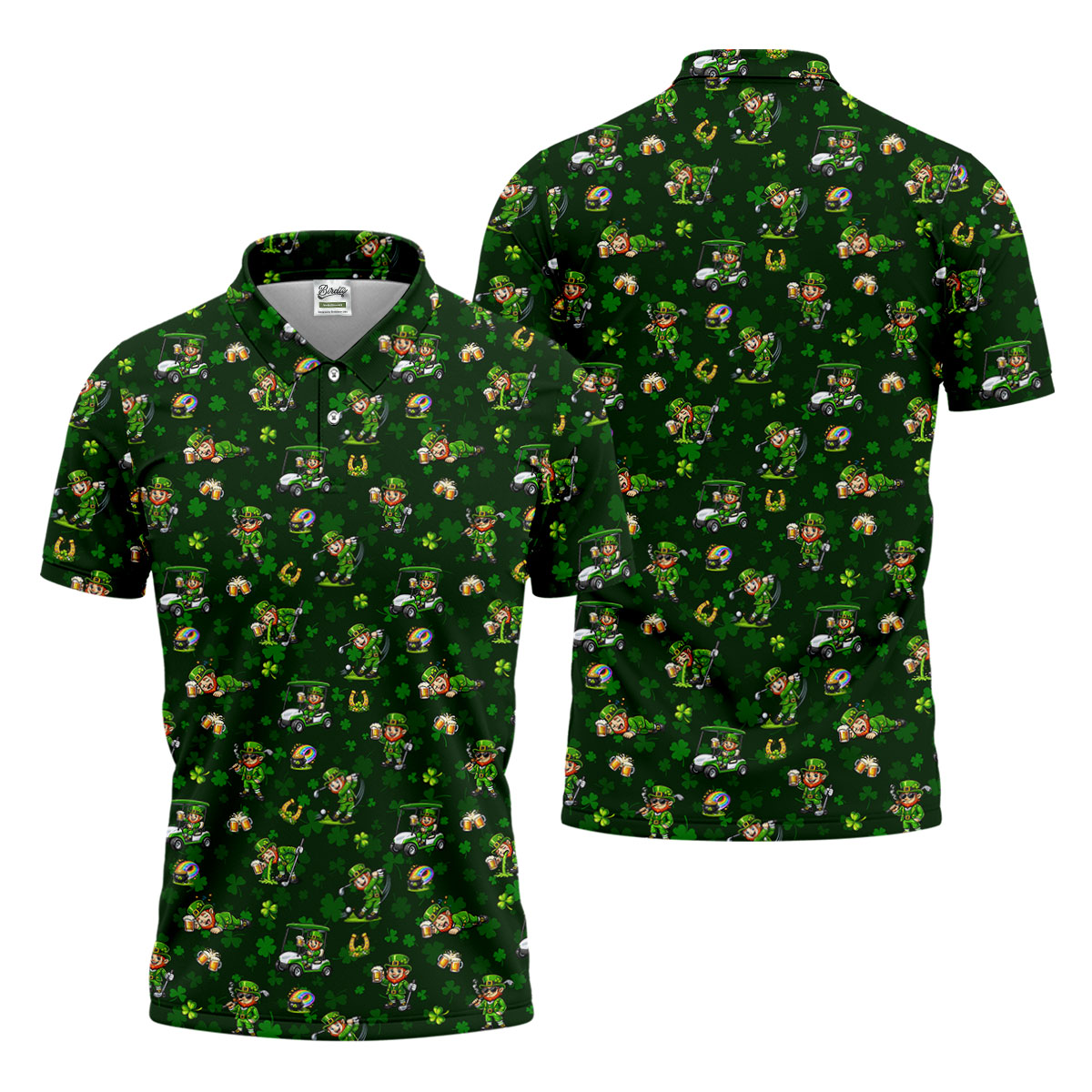 St Patrick's Day Golf Leprechaun Pose Shamrock Golf Shirt, Fun Golf Shirts For Men, Polo For Men