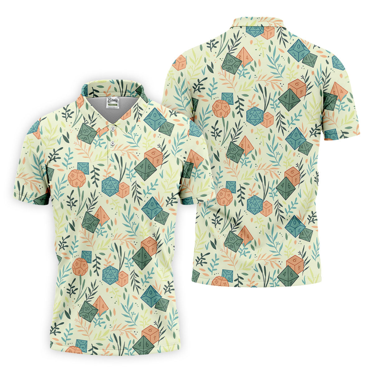 Polyhedral Dice Dragon Game Tropical Vibe Golf Tops For Men, Polo Shirts For Men, Golf Shirts For Men