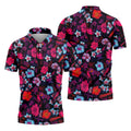 Colorful Hibiscus Tropical Floral Hawaiian Golf Shirt, Summer Vibe Golf Shirts For Men