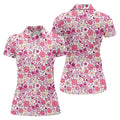Breast Cancer Pink Ribbon Floral Golf Shirt, Cancer Awareness Shirt, Ladies Golf Polos, Golfing Apparel