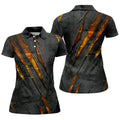 Yellow Claw Marks Hawaiian Golf Shirt, Scratch Print Women's Golf Tops, Ladies Golf Shirts