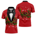 Christmas Mistletoe Vintage Prints Men's Golf Polo Shirts, Christmas Golf Shirt, Golf Gift For Men