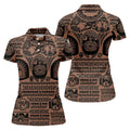 Maori Tattoo Pattern with Traditional Tiki Mask Hawaiian Golf Polo, Golf Tops For Women, Golfing Apparel