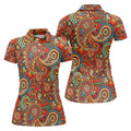 Paisley Design Golf Shirt For Women, Boho Pattern Ladies Golf Shirts, Women's Sleeveless Golf Shirts