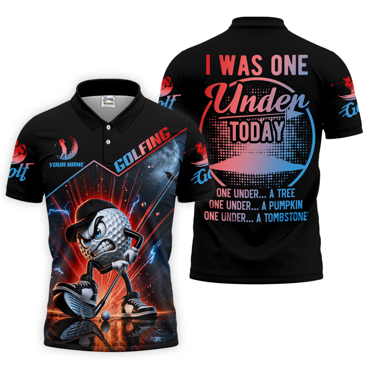 I Was One Under Today Funny Golf Ball Hawaiian Polo Shirt, Mens Golf Polo, Golf Apparel