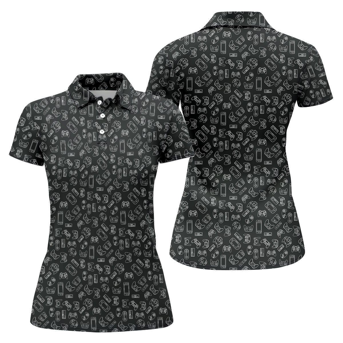 Video Game Controller Seamless Pattern Hawaiian Golf Shirt, Women's Golf Tops, Ladies Golf Shirts