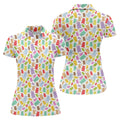 Gummy Bear Golf Shirt, Colorful Candy Pattern Men's Golf Polo, Polo Shirts For Women
