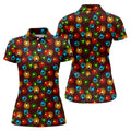 Colorful Christmas Light Plaid Women's Golf Tops, Christmas Golf Shirt, Golf Gift For Ladies