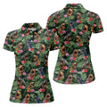 Tropical T Rex Floral Pattern Hawaiian Golf Polo, Golf Tops For Women, Golfing Apparel