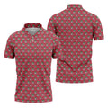 Christmas Golf Cart Pattern Red Men's Golf Tops, Christmas Golf Shirt, Polo Shirts For Men