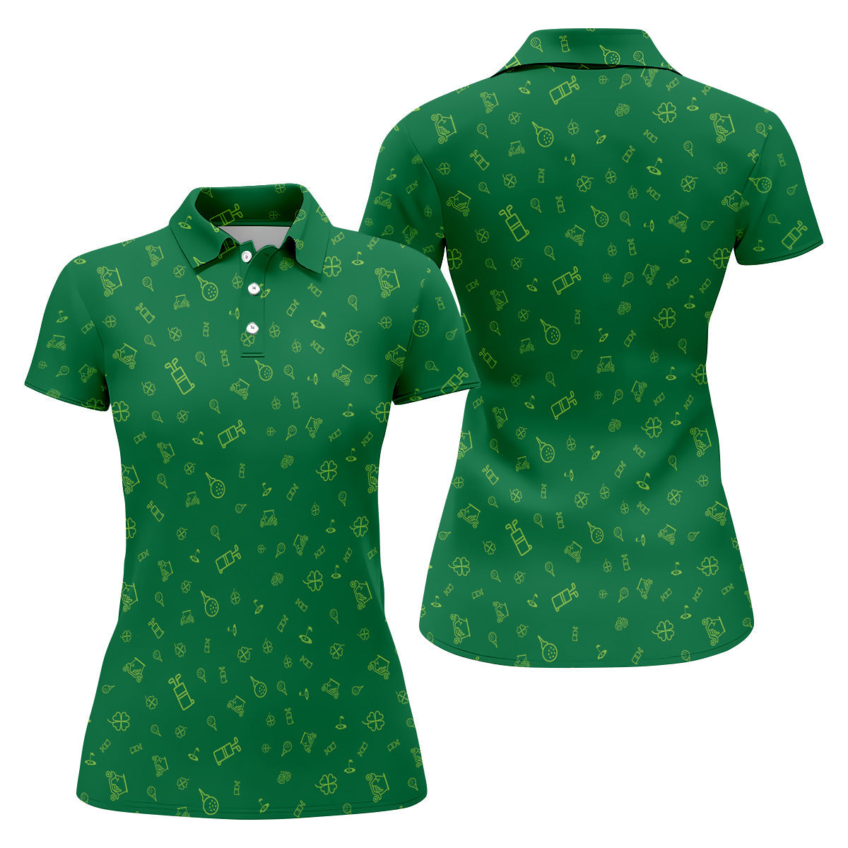 Golf And Beer Lucky Four Leaf Clover St Patrick's Day Green Women's Golf Tops, Golf Gift For Ladies
