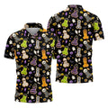 Funny Adult Halloween Cookie Pattern Polo Shirt, Men's Golf Shirt, Printed Golf Shirts