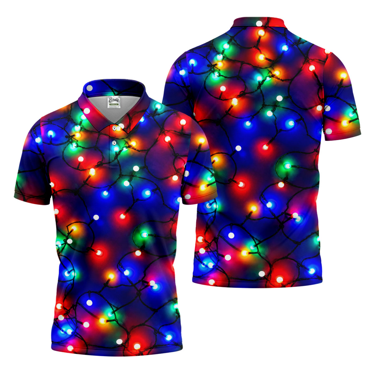 Christmas Lights Pattern Christmas Golf Shirt, Golf Shirts For Men, Mens Golf Apparel