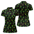 Mushroom And Skull Neon Pattern Hawaiian Golf Shirt, Fun Golf Shirt, Women's Golf Tops