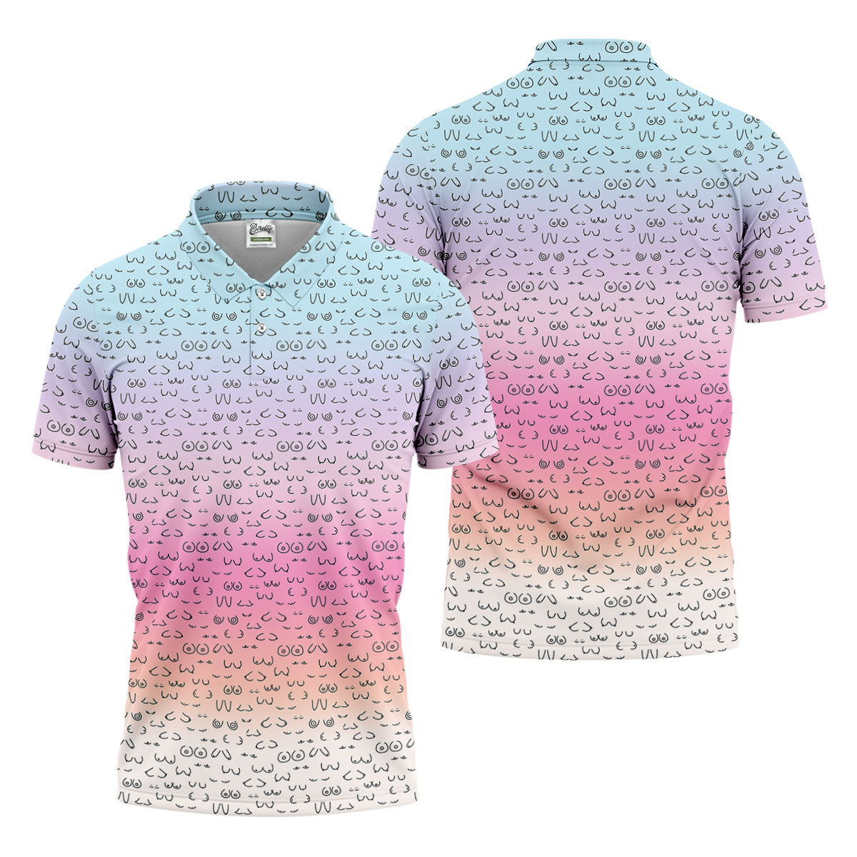 Funny Adult Humor Ombre Golf Shirt, Fun Men's Golf Polos, Polo Shirts For Men, Golf Gift For Him