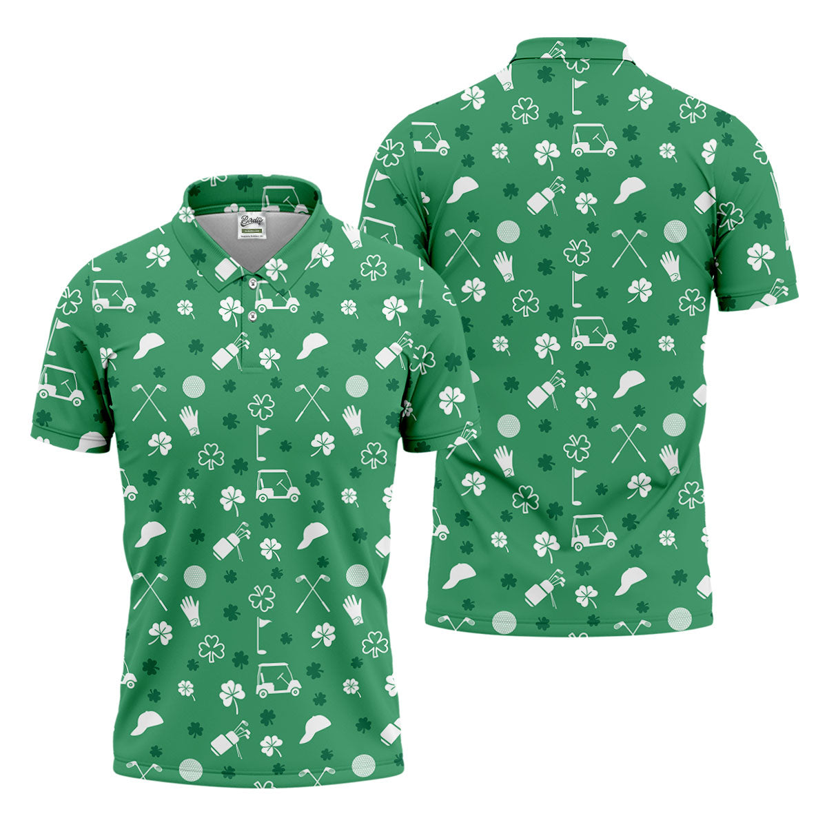 Golf Items Seamless Pattern St. Patrick’s Day Shamrock Golf Shirt, Polo Shirts For Men, Golf Shirts For Men