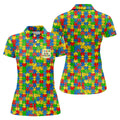 It's Okay To Be Different Colorful Puzzle Pattern Autism Awareness Golf Shirt For Women, Ladies Golf Polos
