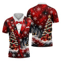 Tuxedo Tree Snowflakes Christmas Golf Shirt, Golf Shirts For Men, Mens Golf Apparel