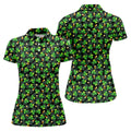 St Patrick's Day Beer Golf Ball Pattern Shamrock Golf Shirt, Women's Golf Tops, Ladies Golf Polos