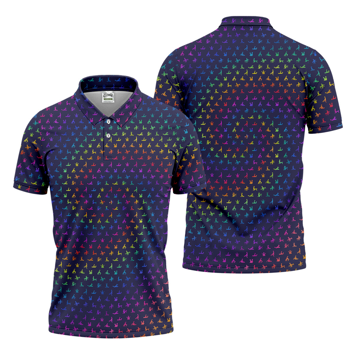 Naughty Position Adult Humor Rainbow Effect Men's Golf Polo Shirts, Golf Gift For Men, Golf Shirts For Men