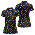 Accept Teach Understand Love Autism Awareness Colorful Handprint Black Golf Shirt, Women's Golf Tops