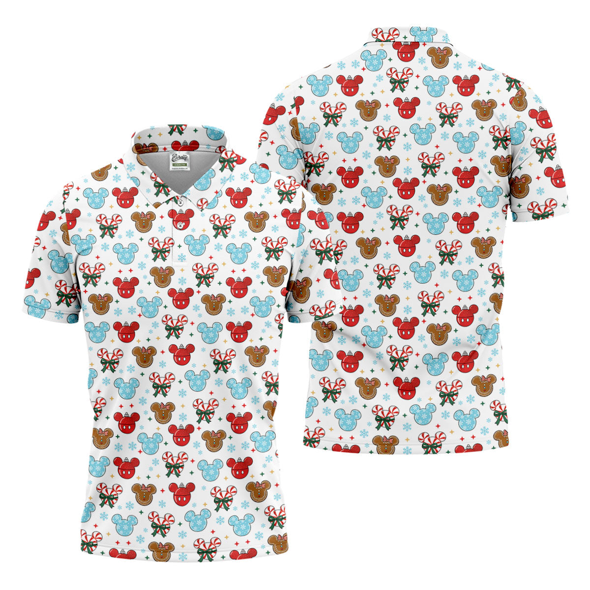 Funny Gingerbread Christmas Candy Cane Golf Tops For Men, Polo Shirts For Men, Christmas Golf Shirt