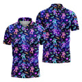 Neon Astronaut Skateboarding Galaxy Polo Shirt, Mens Golf Shirts, Golf Polo Shirts For Men, Printed Golf Shirts