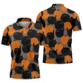Black Cat Pumpkin Halloween Golf Polo Shirt, Mens Golf Apparel, Golf Shirts For Men