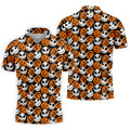 Halloween Skull Pumpkin Pattern Golf Polo Shirt, Men's Golf Shirt, Hawaiian Golf Shirt