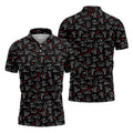 Naughty Position Stick Figure Couple Black Golf Shirt, Golfer Valentines Gift, Fun Golf Shirts For Men